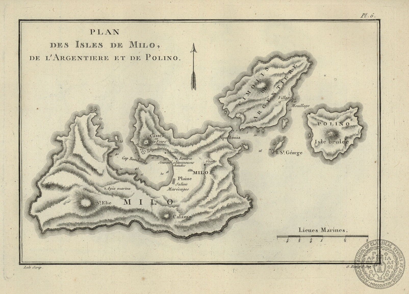 Plan des Isles de Milo, de l' Argentiere et de Polino